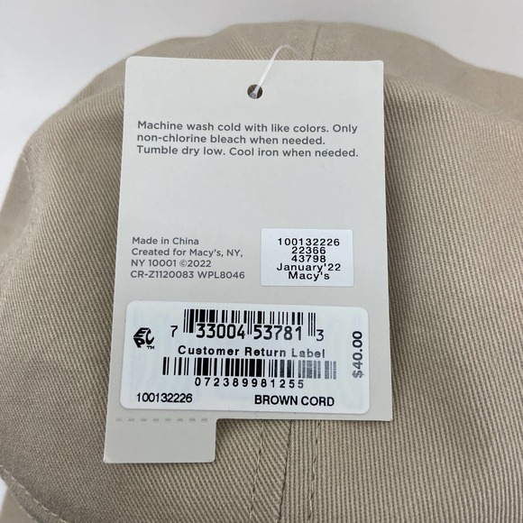 Sun + Stone Solid Panel Baseball Cap Brown Cord One Size Adjustable NEW - Picture 5 of 6